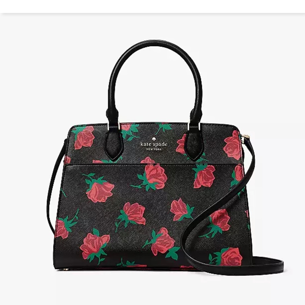 Kate Spade Madison Rose Toss Printed Medium Satchel
COLOR:
Black Multi
NWT